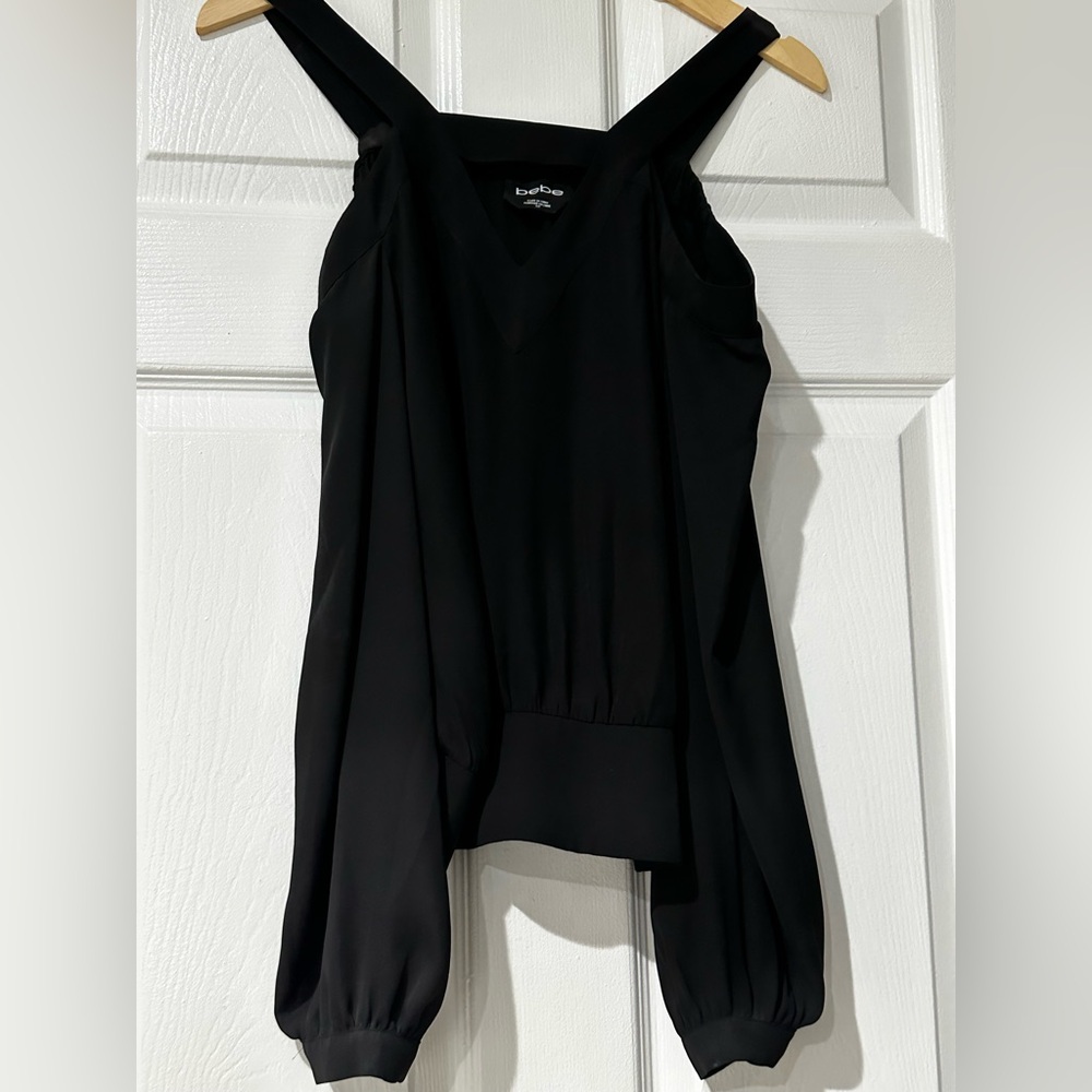 Bebe Elegant Black V-Neck Blouse